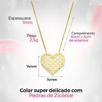Presente Colar Feminino Aço Banhado + Pingente Amor Coração