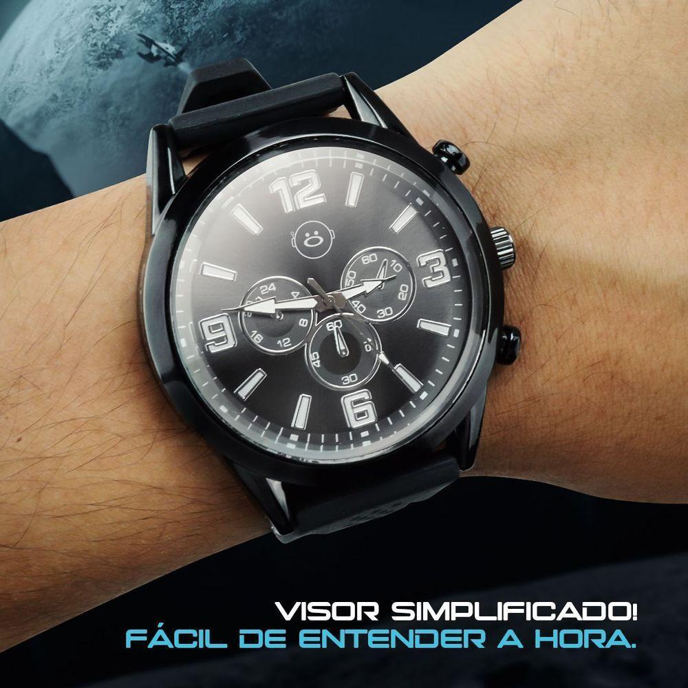 Relogio Masculino Aço Inox + Oculos Sol Proteção Uv + Boné Presente Analogico Silicone Social Casual - 2