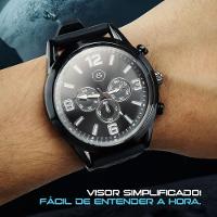 Relogio Masculino Aço Inox + Oculos Sol Proteção Uv + Boné Presente Analogico Silicone Social Casual - 2