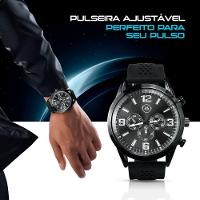 Relogio Masculino Aço Inox + Oculos Sol Proteção Uv + Boné Presente Analogico Silicone Social Casual - 8