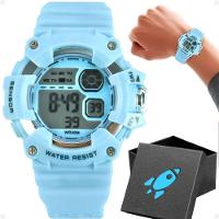 Relogio Digital Infantil Menino Criança Silicone + Caixa Original Azul Bebe Cronometro Esportivo - 1