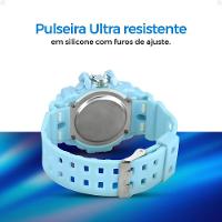 Relogio Digital Infantil Menino Criança Silicone + Caixa Original Azul Bebe Cronometro Esportivo - 3