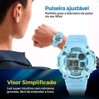 Relogio Digital Infantil Menino Criança Silicone + Caixa Original Azul Bebe Cronometro Esportivo - 5