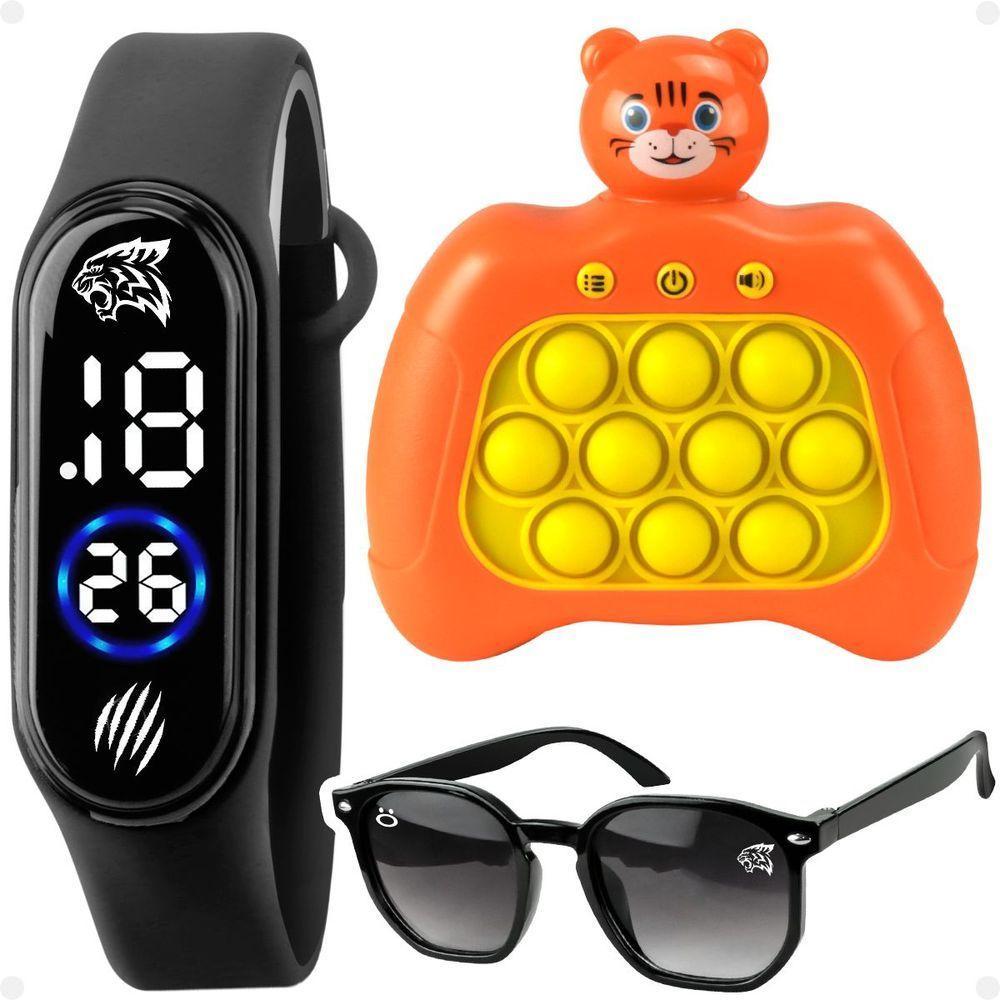 Relogio Infantil Digital + Oculos Sol Prova Dagua Presente Criança Original Laranja Anti-stress - 1