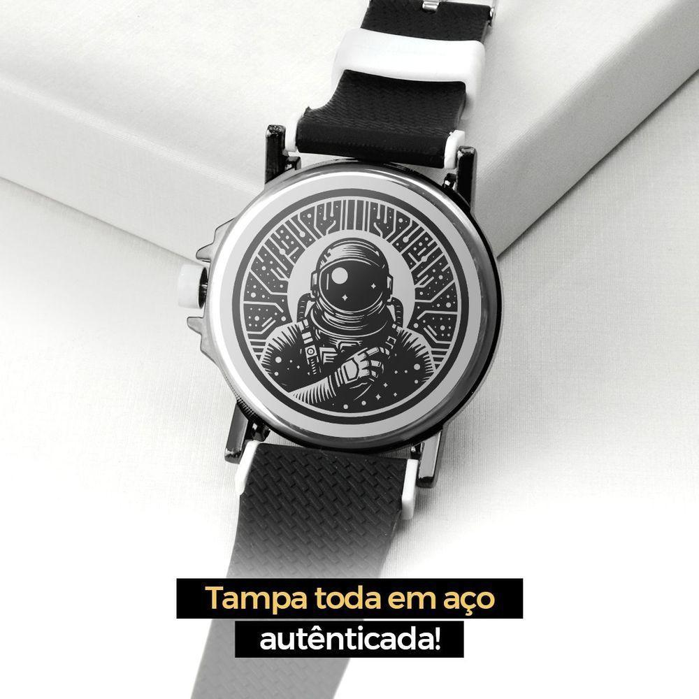 Relogio Masculino Aço Inox Silicone Preto + Caixa Premium Presente Robusto Branco Preto Social - 5