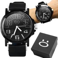 Relogio Masculino Aço Inox Silicone Preto + Caixa Premium Presente Robusto Branco Preto Social - 1