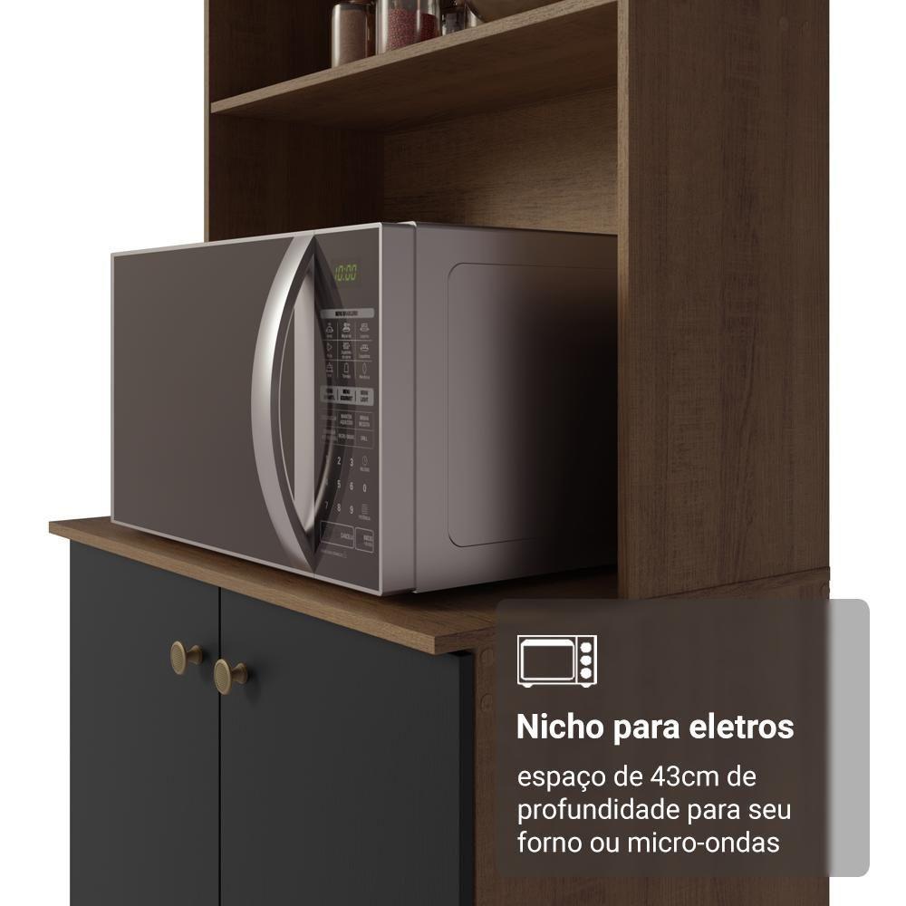 Armário De Cozinha Compacta 235cm Rustic/preto Gourmet Madesa Xc03 Rustic/preto - 4
