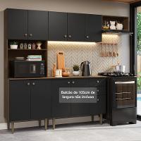 Armário De Cozinha Compacta 235cm Rustic/preto Gourmet Madesa Xc03 Rustic/preto - 1