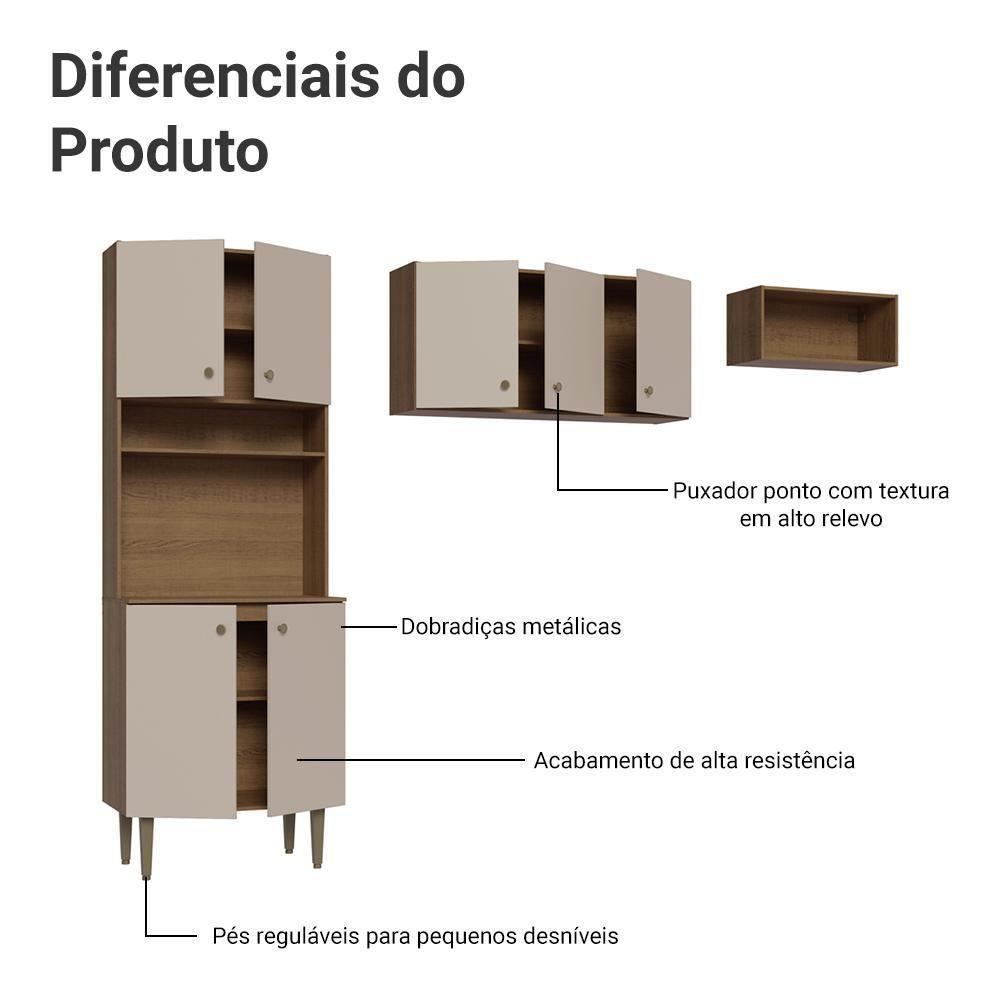 Armário De Cozinha Compacta 235cm Rustic/crema Gourmet Madesa Xb03 Rustic/crema - 3