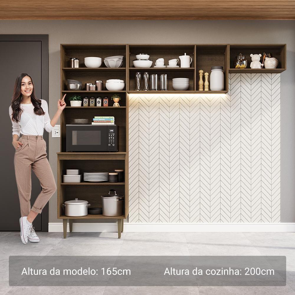 Armário De Cozinha Compacta 235cm Rustic/crema Gourmet Madesa Xb03 Rustic/crema - 4