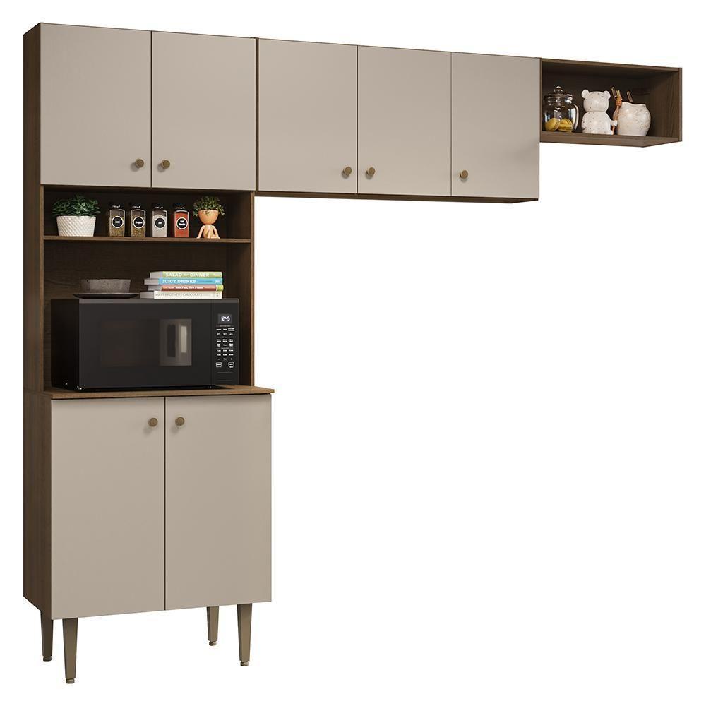 Armário De Cozinha Compacta 235cm Rustic/crema Gourmet Madesa Xb03 Rustic/crema - 6