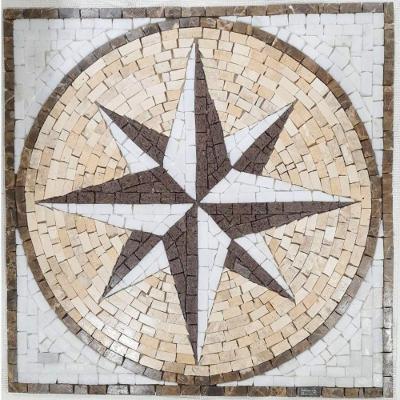 Rosa Dos Ventos Em Mosaico Marmore Quadrado Tamanho 60cm