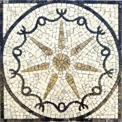 Piso Em Mosaico Romano Estrela E Proteção Em 7 Pontas Tamanho 80cm