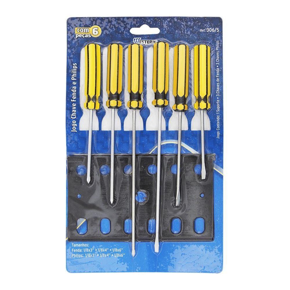Jogo De Chaves De Fenda E Philips Western Com 6 Pecas - 2