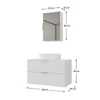 Conjunto Gabinete Banheiro Rubi 80cm - Gabinete + Cuba + Espelheira Branco Inteiro - 3
