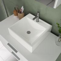 Conjunto Gabinete Banheiro Rubi 80cm - Gabinete + Cuba + Espelheira Branco Inteiro - 5