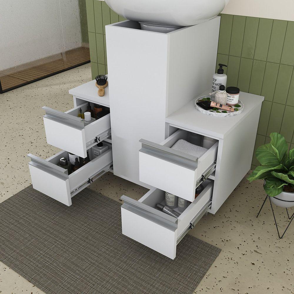 Gabinete Banheiro Coluna Para Encaixe Branco Inteiro - 4