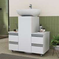 Gabinete Banheiro Coluna Para Encaixe Branco Inteiro - 1