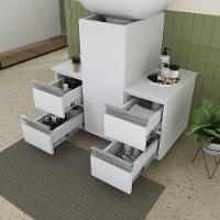 Gabinete Banheiro Coluna Para Encaixe Branco Inteiro - 4