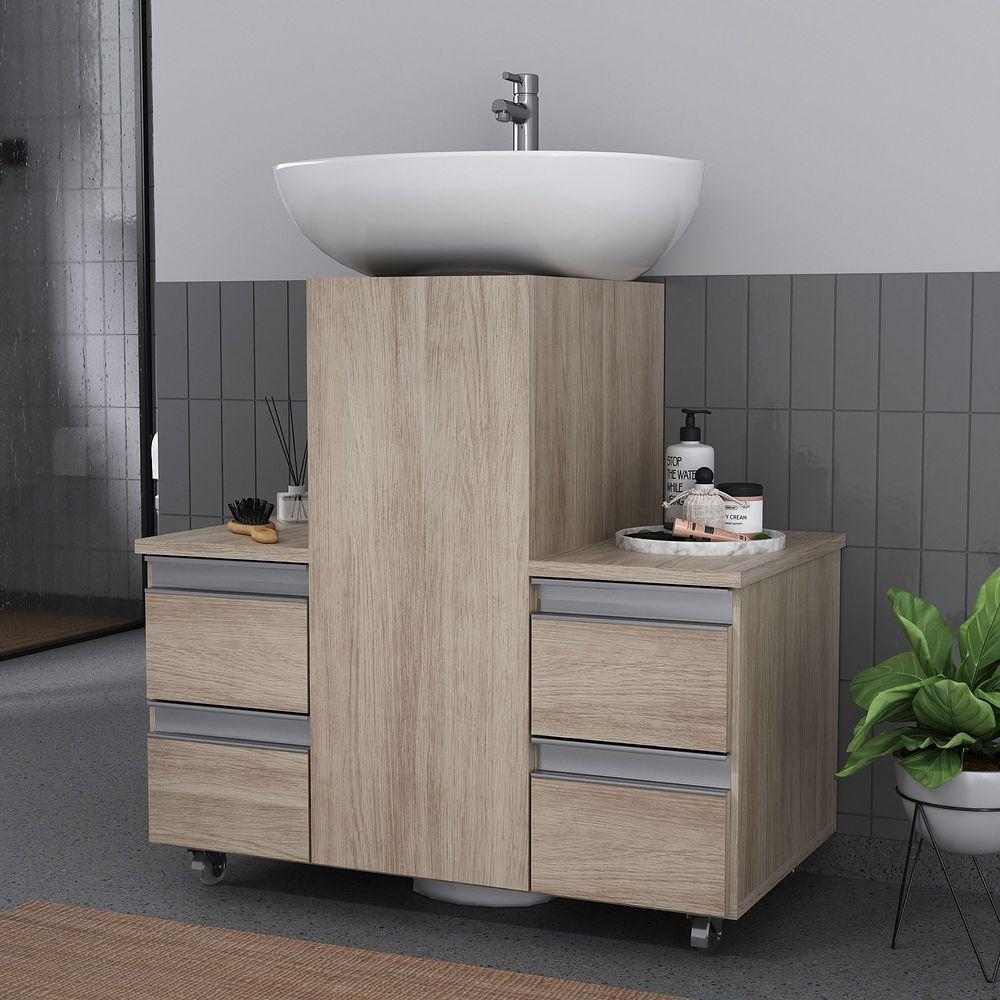 Gabinete Banheiro Coluna Para Encaixe Madeirado Inteiro - 1