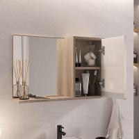 Conjunto Gabinete Banheiro Prisma 60cm - Gabinete + Cuba + Espelheira - Com Vidro Madeirado Branco - 7