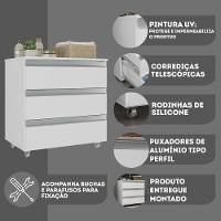 Gabinete Banheiro Rodinhas Joia 60cm 03 Gavetas Branco Inteiro - 2