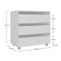 Gabinete Banheiro Rodinhas Joia 60cm 03 Gavetas Branco Inteiro - 3