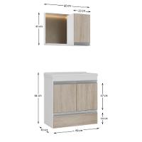 Conjunto Gabinete Banheiro Fox 60cm (gabinete + Cuba + Espelheira) Branco Madeirado - 3