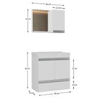 Conjunto Gabinete Banheiro Fox 60cm (gabinete + Cuba + Espelheira) Branco Inteiro - 3