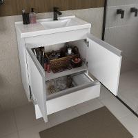Conjunto Gabinete Banheiro Fox 60cm (gabinete + Cuba + Espelheira) Branco Inteiro - 6