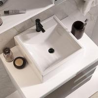 Conjunto Gabinete Banheiro Prisma 60cm - Gabinete + Cuba + Espelheira Branco Preto - 3