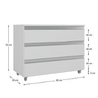 Gabinete Banheiro Rodinhas Joia 80cm 03 Gavetas Branco Inteiro - 2