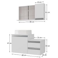 Conjunto Gabinete Banheiro Cross 80 (gabinete+espelheira+cuba) Branco Inteiro - 3