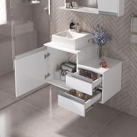 Conjunto Gabinete Banheiro Cross 80 (gabinete+espelheira+cuba) Branco Inteiro - 5