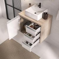 Conjunto Gabinete Banheiro Prisma 60cm Gabinete + Cuba + Espelheira Madeirado Branco - 4