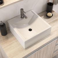 Conjunto Gabinete Banheiro Prisma 80cm Gabinete + Cuba + Espelheira Com Vidro Madeirado Inteiro - 7