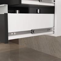 Conjunto Gabinete Banheiro Prisma 80cm Gabinete + Cuba + Espelheira Com Vidro Branco Preto - 7
