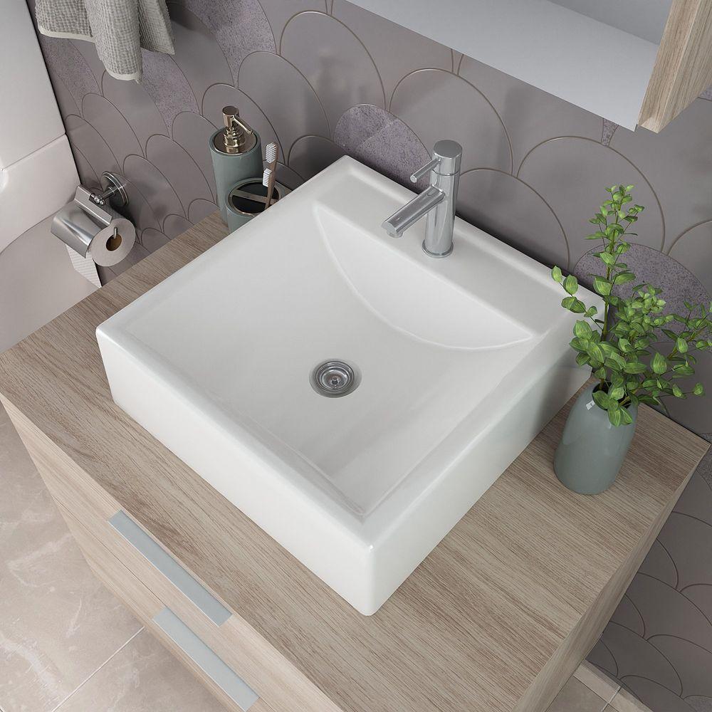 Conjunto Gabinete Banheiro Rubi 60cm Gabinete + Cuba + Espelheira Madeirado Inteiro - 5