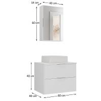 Conjunto Gabinete Banheiro Rubi 60cm Gabinete + Cuba + Espelheira Branco Inteiro - 3
