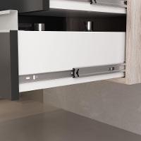 Conjunto Gabinete Banheiro Prisma 80cm Gabinete + Cuba + Espelheira Com Vidro Madeirado Preto - 2