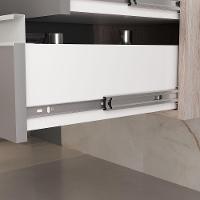 Conjunto Gabinete Banheiro Prisma 80cm Gabinete + Cuba + Espelheira Com Vidro Madeirado Cinza - 7