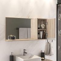 Conjunto Gabinete Banheiro Prisma 80cm Gabinete + Cuba + Espelheira Madeirado Inteiro - 3