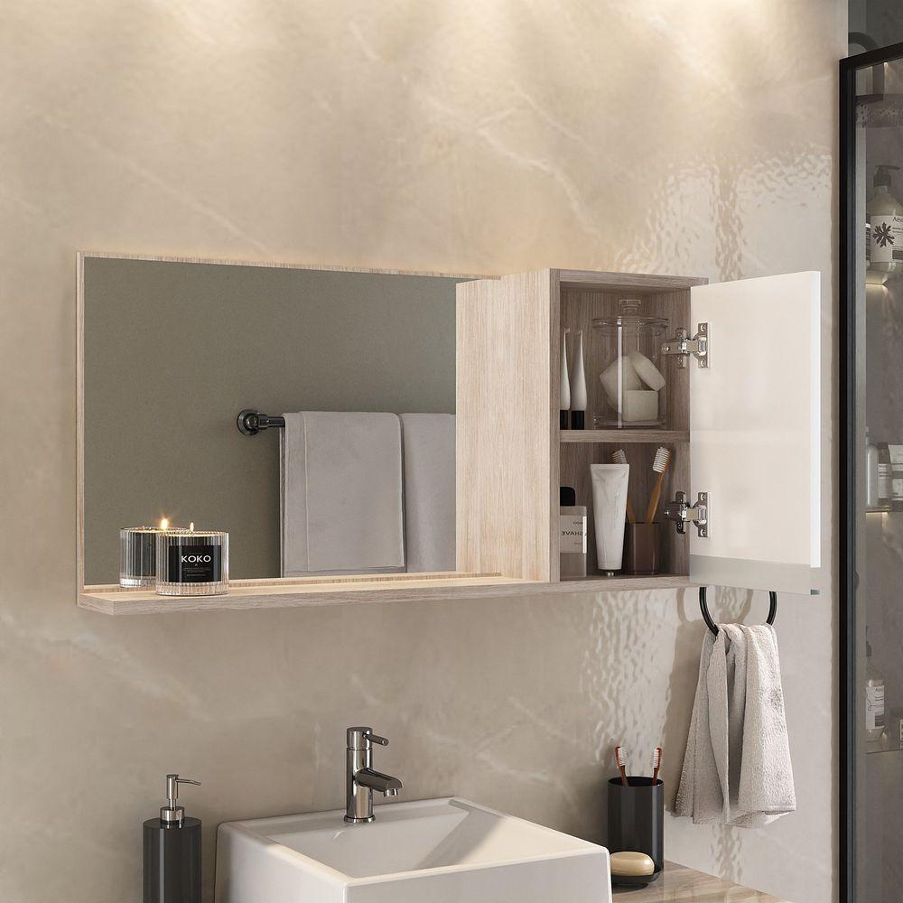 Conjunto Gabinete Banheiro Prisma 80cm Gabinete + Cuba + Espelheira Madeirado Branco - 5