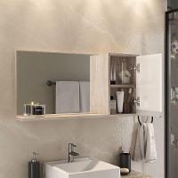 Conjunto Gabinete Banheiro Prisma 80cm Gabinete + Cuba + Espelheira Madeirado Branco - 5