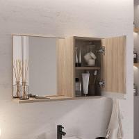 Conjunto Gabinete Banheiro Prisma 60cm Gabinete + Cuba + Espelheira Com Vidro Madeirado Inteiro - 3