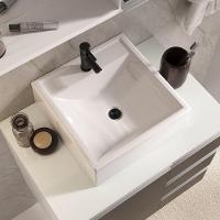 Conjunto Gabinete Banheiro Prisma 60cm Gabinete + Cuba + Espelheira Com Vidro Branco Preto - 6