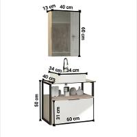 Conjunto Gabinete Urbe 60cm Madeirado Branco Tampo Branco Cuba Branca - 2
