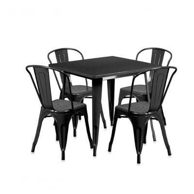 Conjunto Mesa Tolix 80 Cm + 4 Cadeiras Tolix - Preto