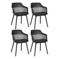 Kit 4 Cadeiras Montreal Marcela Almofada Em Pu Estrutura Em Polipropileno Preto - 1