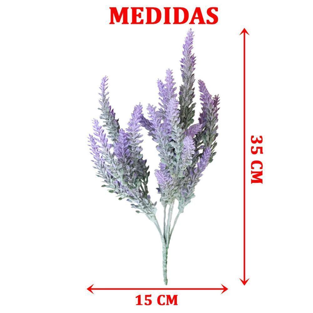 4 Ramos Plantas Lavanda Roxo Artificiais Com 35 Folhas 40cm - 2